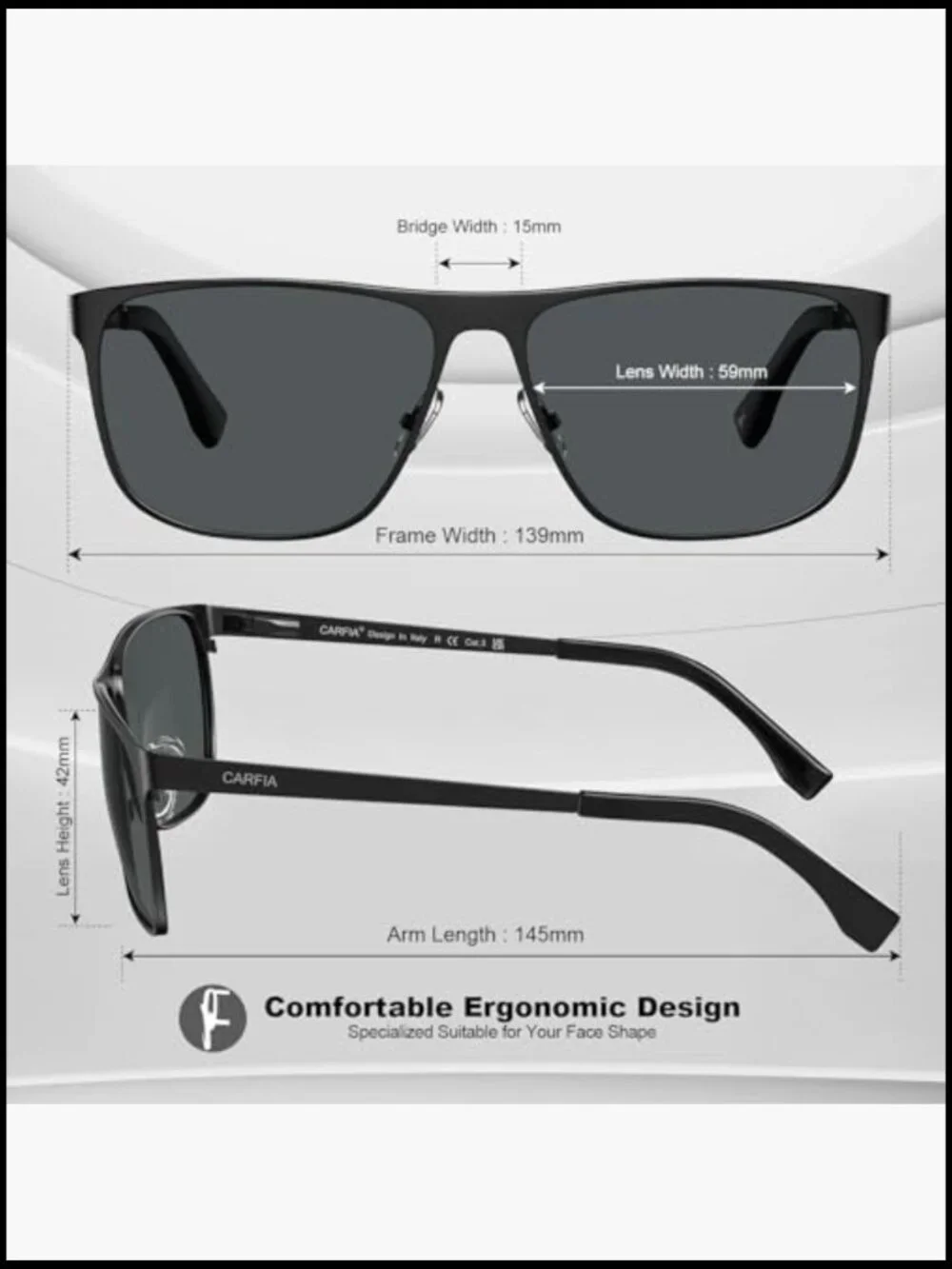 Spring Hinge Metal Polarized Sunglasses UV Protection Lightweight Square Sun